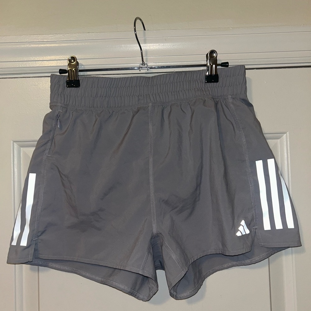 Adidas Aeroready Gray Women's 3” Running Shorts with zip pockets